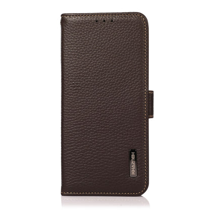 For Google Pixel 9 Pro KHAZNEH Side-Magnetic Litchi Genuine Leather RFID Phone Case(Brown) - Google Cases by buy2fix | Online Shopping UK | buy2fix