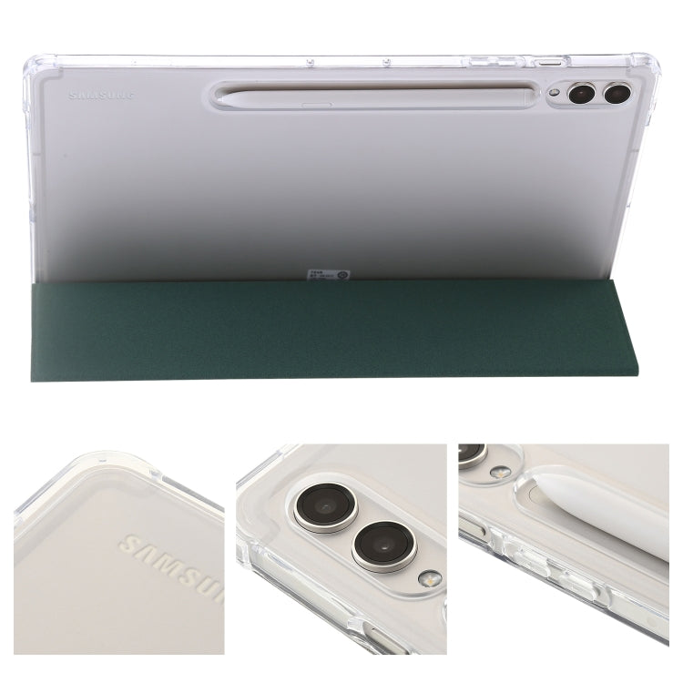 For Samsung Galaxy Tab S9 3-Fold Clear Acrylic Leather Tablet Case(Deep Green) - Galaxy Tab S9 Cases by buy2fix | Online Shopping UK | buy2fix