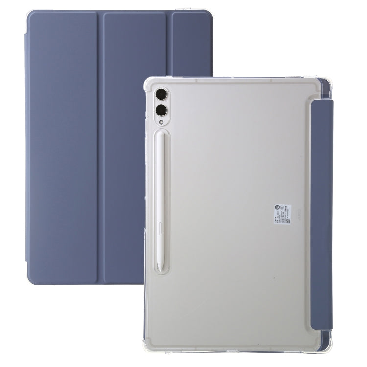 For Samsung Galaxy Tab S9 3-Fold Clear Acrylic Leather Tablet Case(Lavender) - Galaxy Tab S9 Cases by buy2fix | Online Shopping UK | buy2fix