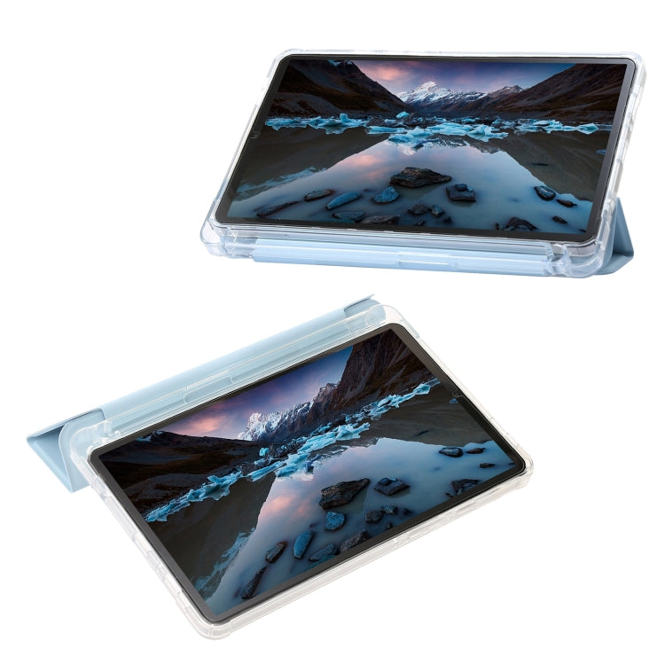 For Samsung Galaxy Tab A9 3-Fold Clear Acrylic Leather Tablet Case(Ice Blue) - Galaxy Tab A9 by buy2fix | Online Shopping UK | buy2fix