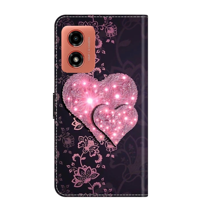 For Motorola Moto G Play 2024 Crystal 3D Shockproof Protective Leather Phone Case(Lace Love) - Motorola Cases by buy2fix | Online Shopping UK | buy2fix