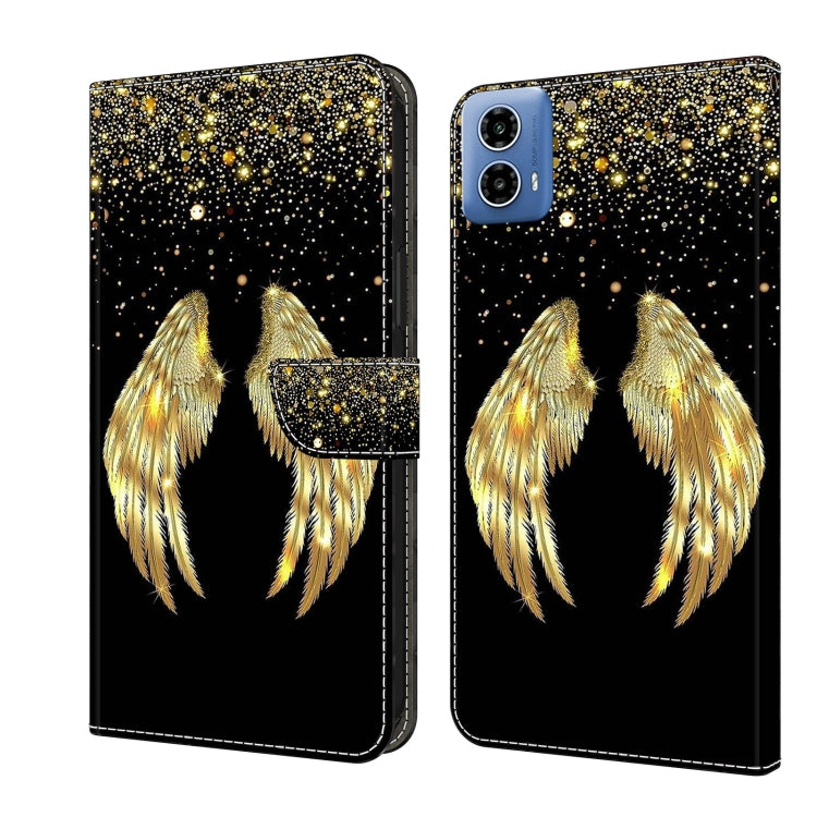 For Motorola Moto G24 Crystal 3D Shockproof Protective Leather Phone Case(Golden Wings) - Motorola Cases by buy2fix | Online Shopping UK | buy2fix