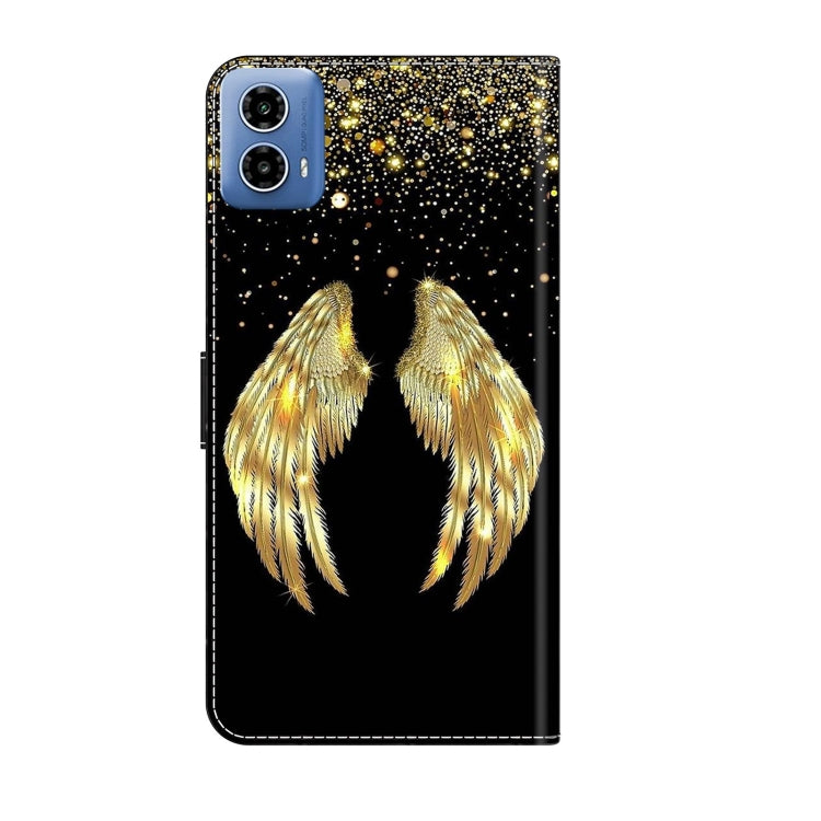 For Motorola Moto G24 Power Crystal 3D Shockproof Protective Leather Phone Case(Golden Wings) - Motorola Cases by buy2fix | Online Shopping UK | buy2fix