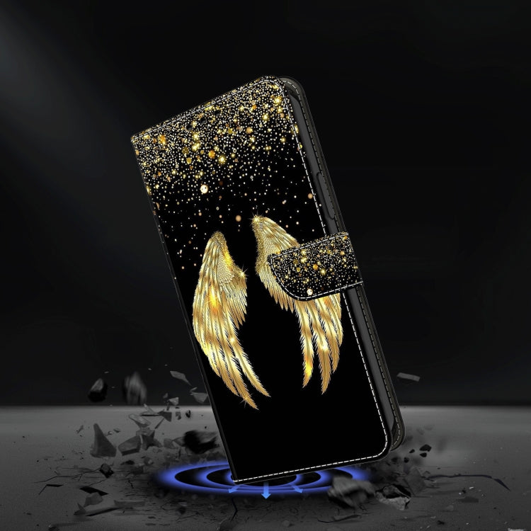 For Motorola Moto G34 Crystal 3D Shockproof Protective Leather Phone Case(Golden Wings) - Motorola Cases by buy2fix | Online Shopping UK | buy2fix