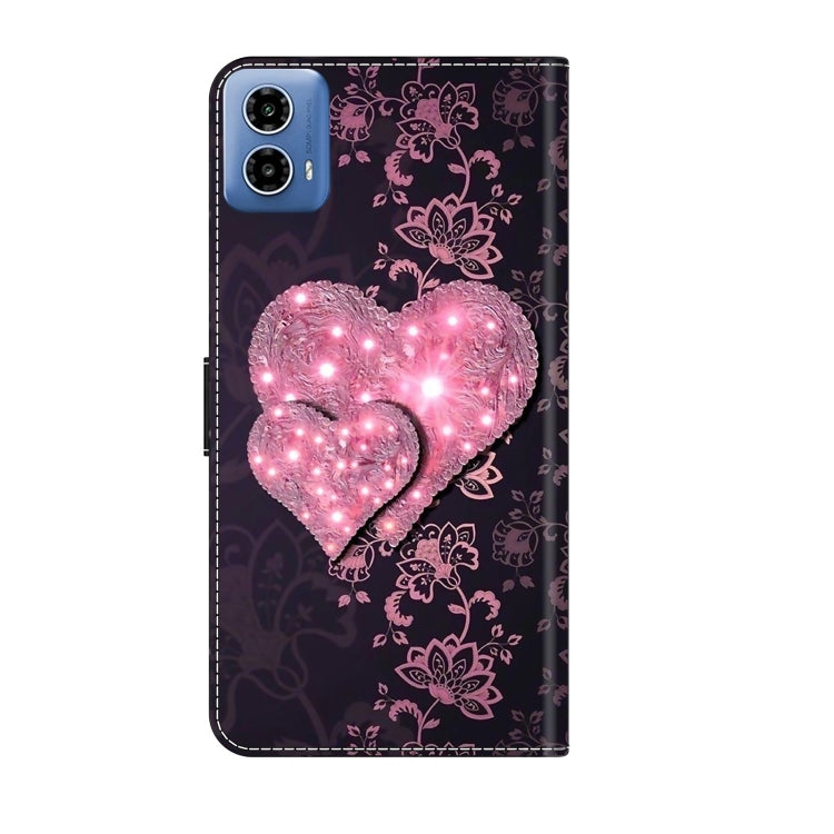 For Motorola Moto G34 Crystal 3D Shockproof Protective Leather Phone Case(Lace Love) - Motorola Cases by buy2fix | Online Shopping UK | buy2fix