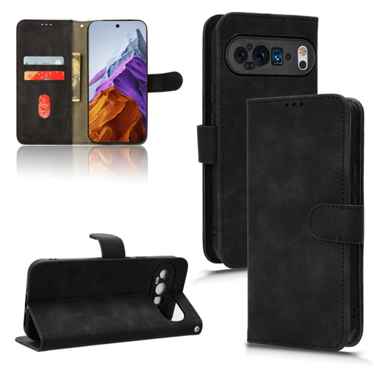 For Google Pixel 9 Pro Skin Feel Magnetic Flip Leather Phone Case(Black) - Google Cases by buy2fix | Online Shopping UK | buy2fix