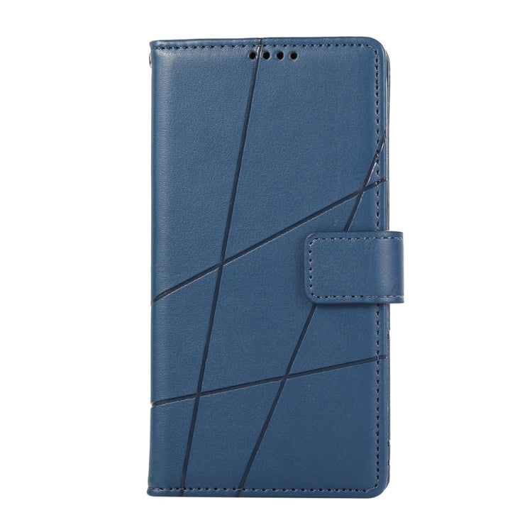 For iPhone SE 2024 PU Genuine Leather Texture Embossed Line Phone Case(Blue) - More iPhone Cases by buy2fix | Online Shopping UK | buy2fix