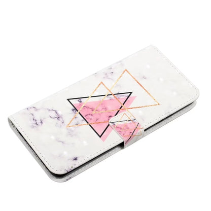 For iPhone 16 Oil Embossed 3D Drawing Leather Phone Case(Triangular Marble) - iPhone 16 Cases by buy2fix | Online Shopping UK | buy2fix