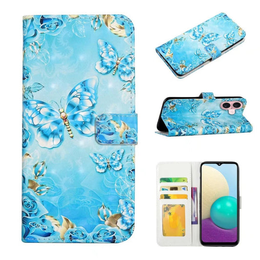 For iPhone 16 Plus Oil Embossed 3D Drawing Leather Phone Case(Blue Butterflies) - iPhone 16 Plus Cases by buy2fix | Online Shopping UK | buy2fix