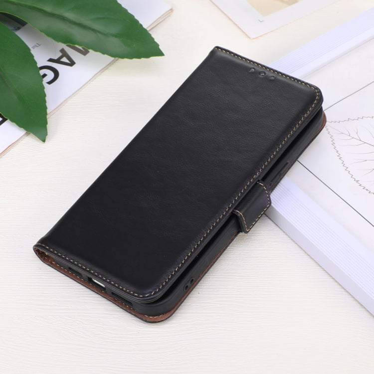 For Xiaomi Redmi A3 Magnetic Crazy Horse Texture Genuine Leather RFID Phone Case(Black) - Xiaomi Cases by buy2fix | Online Shopping UK | buy2fix