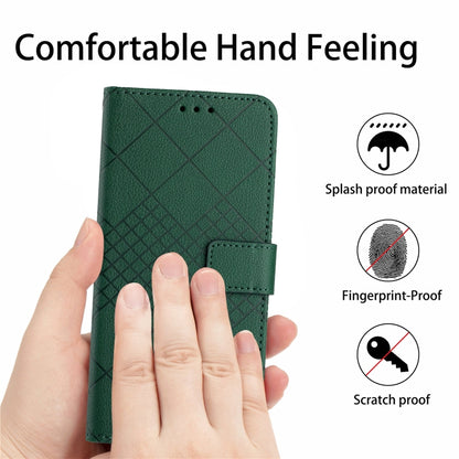 For iPhone 16 Pro Max Rhombic Grid Texture Leather Phone Case(Green) - iPhone 16 Pro Max Cases by buy2fix | Online Shopping UK | buy2fix