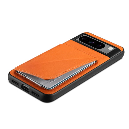 For Google Pixel 8 Pro Denior Calf Texture Holder Electroplating Phone Case(Orange) - Google Cases by Denior | Online Shopping UK | buy2fix