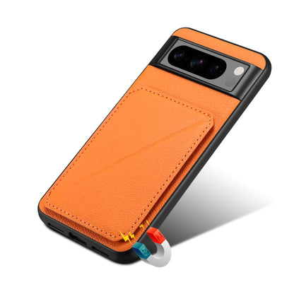 For Google Pixel 8 Pro Denior Calf Texture Holder Electroplating Phone Case(Orange) - Google Cases by Denior | Online Shopping UK | buy2fix