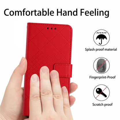 For Google Pixel 9 Pro Rhombic Grid Texture Leather Phone Case(Red) - Google Cases by buy2fix | Online Shopping UK | buy2fix