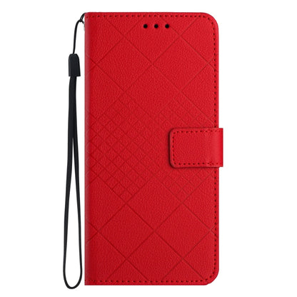 For Motorola Moto G Play 4G 2024 Rhombic Grid Texture Leather Phone Case(Red) - Motorola Cases by buy2fix | Online Shopping UK | buy2fix