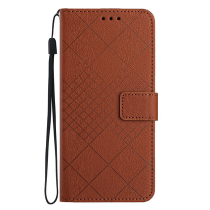 For Motorola Moto G Play 5G 2024 Rhombic Grid Texture Leather Phone Case(Brown) - Motorola Cases by buy2fix | Online Shopping UK | buy2fix