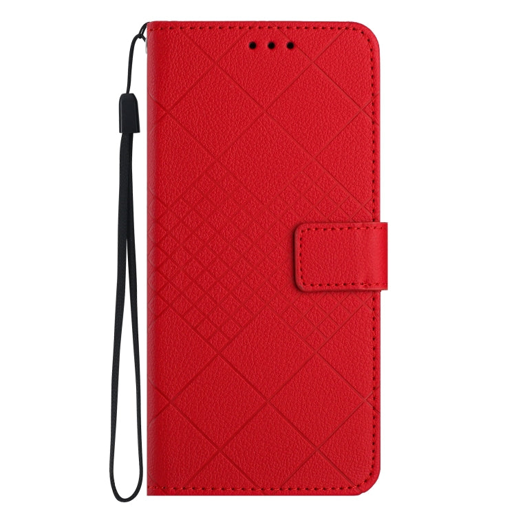 For Motorola Moto G Power 5G 2024 Rhombic Grid Texture Leather Phone Case(Red) - Motorola Cases by buy2fix | Online Shopping UK | buy2fix