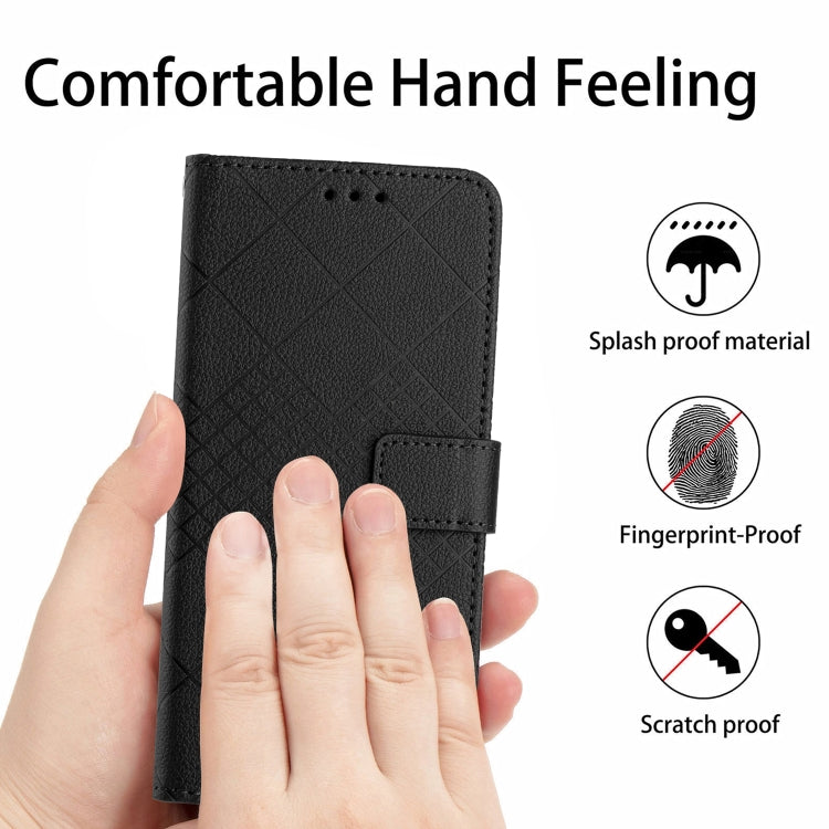 For Motorola Moto G Power 5G 2024 Rhombic Grid Texture Leather Phone Case(Black) - Motorola Cases by buy2fix | Online Shopping UK | buy2fix