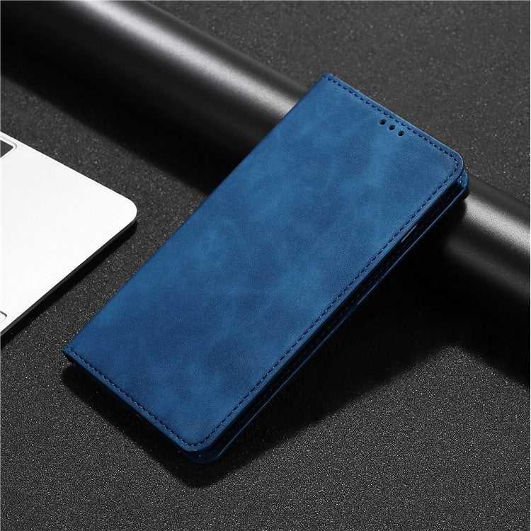 For Motorola Edge 5G 2024 Skin Feel Magnetic Leather Phone Case(Blue) - Motorola Cases by buy2fix | Online Shopping UK | buy2fix