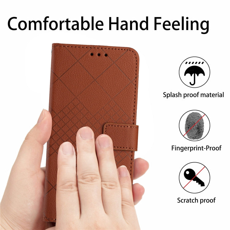 For Xiaomi 14 Pro Rhombic Grid Texture Leather Phone Case(Brown) - 14 Pro Cases by buy2fix | Online Shopping UK | buy2fix