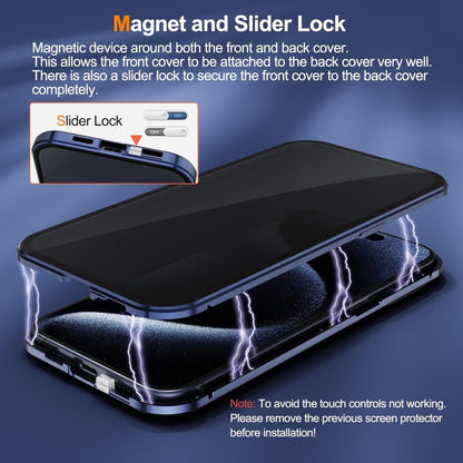 For iPhone 15 Pro Max Anti-peeping Magnetic Double-sided Tempered Glass Phone Case(Silver) - iPhone 15 Pro Max Cases by buy2fix | Online Shopping UK | buy2fix