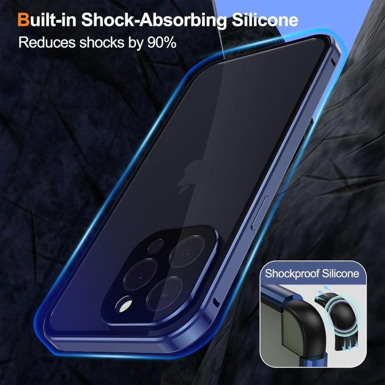 For iPhone 16 Pro Max Anti-peeping Magnetic Double-sided Tempered Glass Phone Case(Blue) - iPhone 16 Pro Max Cases by buy2fix | Online Shopping UK | buy2fix