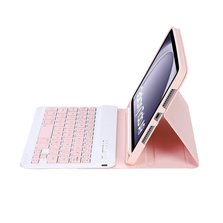 For Samsung Galaxy Tab A9 X110/X115 A221B Candy Color TPU Bluetooth Keyboard Leather Tablet Case with Pen Holder(Pink) - Samsung Keyboard by buy2fix | Online Shopping UK | buy2fix