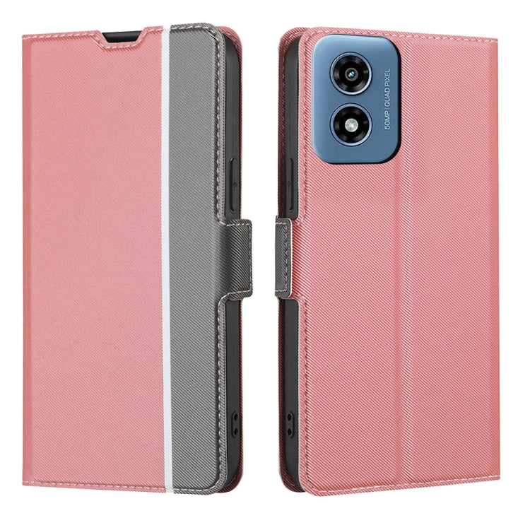 For Motorola Moto G Play 4G 2024 Twill Texture Side Button Leather Phone Case(Pink) - Motorola Cases by buy2fix | Online Shopping UK | buy2fix