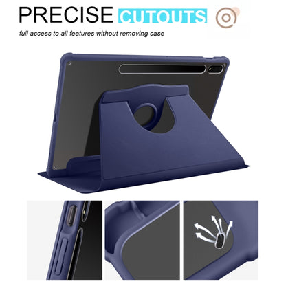 For Samsung Galaxy Tab S9+ X810 Acrylic 360 Degree Rotation Holder Tablet Leather Case(Dark Blue) - Galaxy Tab S9+ Cases by buy2fix | Online Shopping UK | buy2fix