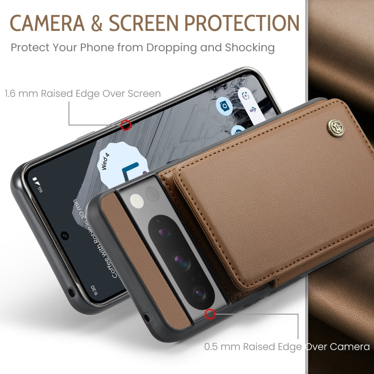 For Google Pixel 8 Pro CaseMe C22 Card Slots Holder RFID Anti-theft Phone Case(Brown) - Google Cases by CaseMe | Online Shopping UK | buy2fix