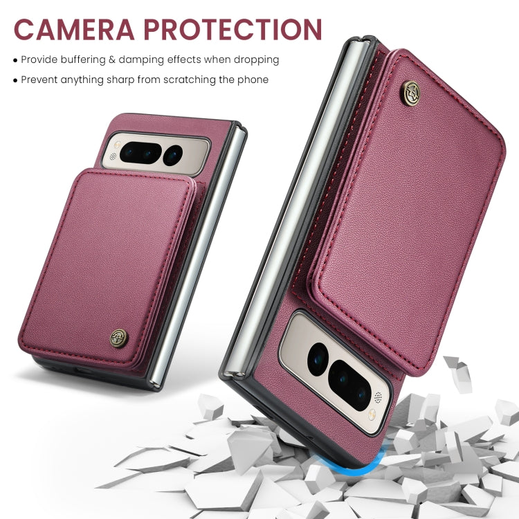 For Google Pixel Fold CaseMe C22 PC+TPU Business Style RFID Anti-theft Leather Phone Case(Wine Red) - Google Cases by CaseMe | Online Shopping UK | buy2fix