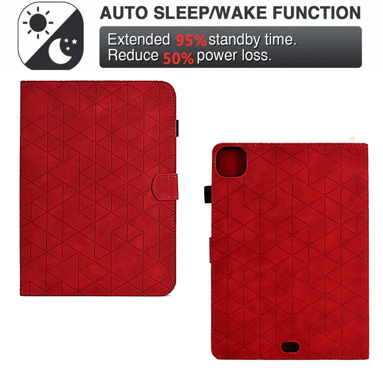 For iPad Pro 11 2024 Rhombus TPU Smart Leather Tablet Case(Red) - iPad Pro 11 2024 Cases by buy2fix | Online Shopping UK | buy2fix