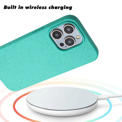 For iPhone 14 Pro Max Wheat MagSafe Magnetic Straw Material + TPU Phone Case(Green) - iPhone 14 Pro Max Cases by buy2fix | Online Shopping UK | buy2fix