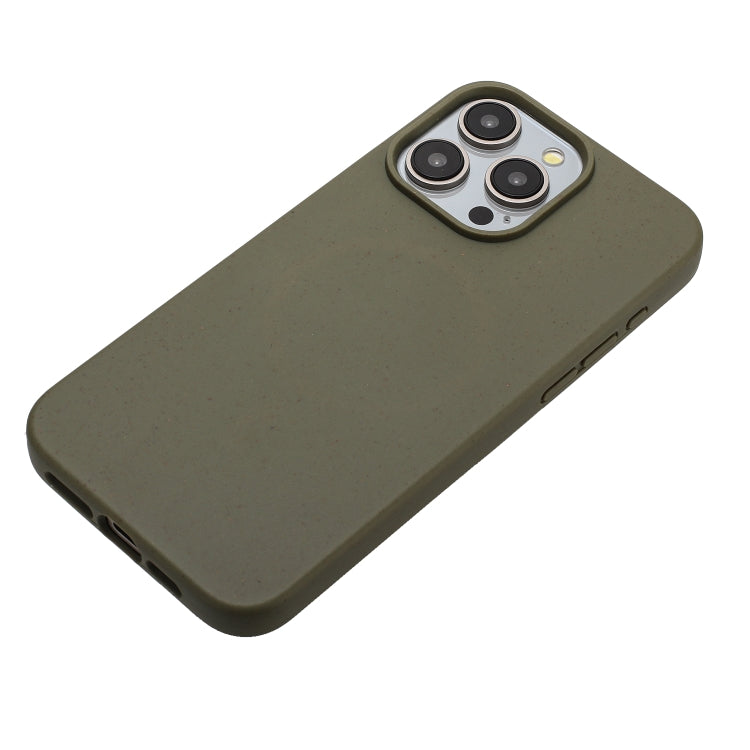 For iPhone 14 Pro Max Wheat MagSafe Magnetic Straw Material + TPU Phone Case(Army Green) - iPhone 14 Pro Max Cases by buy2fix | Online Shopping UK | buy2fix