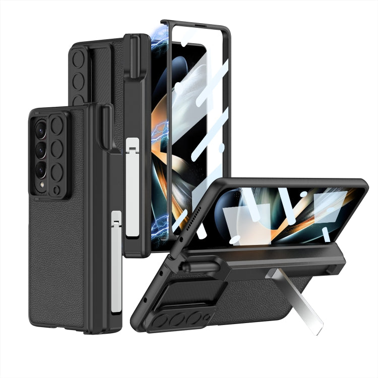 For Samsung Galaxy Z Fold4 GKK Magnetic Hinge Flip Leather Phone Case with Holder(Black) - Galaxy Z Fold4 5G Cases by GKK | Online Shopping UK | buy2fix