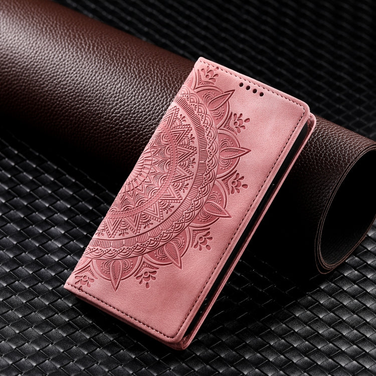 For iPhone 16 Plus Totem Embossed Magnetic Leather Phone Case(Rose Gold) - iPhone 16 Plus Cases by buy2fix | Online Shopping UK | buy2fix