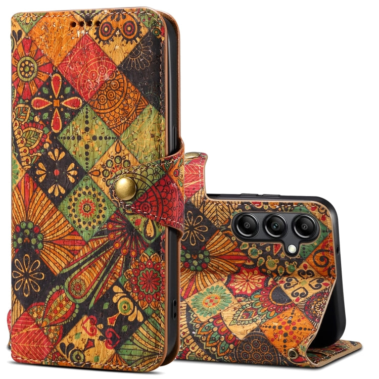 For Samsung Galaxy S24+ 5G Denior Flower Language Series Cork Fabric Oil Edge Leather Phone Case(Autumn) - Galaxy S24+ 5G Cases by Denior | Online Shopping UK | buy2fix