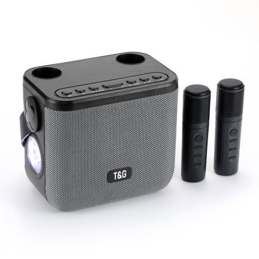 T&G TG545DK Home Handheld Dual-microphone KTV Wireless Bluetooth Speaker with Flashlight(Grey) - Desktop Speaker by T&G | Online Shopping UK | buy2fix