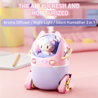 MJ066 220ML Portable Desktop Cute Cartoon Tank Car Air Humidifier with LED Lights, Model:Rechargeable(Green) - Air Purifiers & Accessories by buy2fix | Online Shopping UK | buy2fix