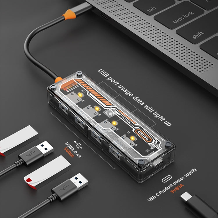 SW4U-A 5 in 1 USB to Type-C + 4 x USB3.0 HUB Docking Station(Grey) - USB 3.0 HUB by buy2fix | Online Shopping UK | buy2fix