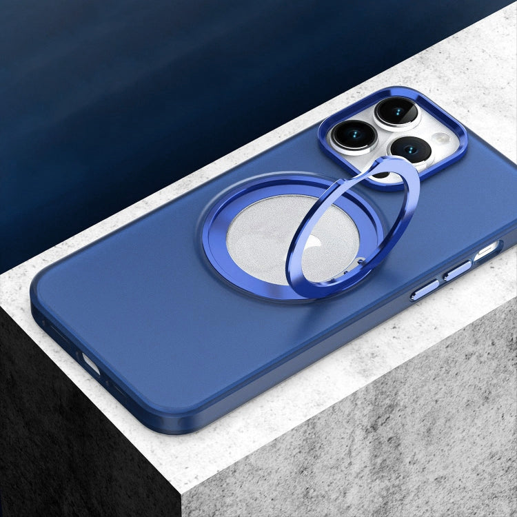 For iPhone 12 / 12 Pro MagSafe 360 Rotate Ring Holder PC Phone Case(Dark Blue) - iPhone 12 / 12 Pro Cases by buy2fix | Online Shopping UK | buy2fix