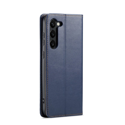 For Samsung Galaxy S24 5G Fierre Shann PU Genuine Leather Texture Phone Case(Blue) - Galaxy S24 5G Cases by FIERRE SHANN | Online Shopping UK | buy2fix