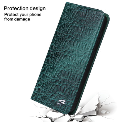 For Samsung Galaxy S24+ 5G Fierre Shann Crocodile Texture Magnetic Genuine Leather Phone Case(Green) - Galaxy S24+ 5G Cases by FIERRE SHANN | Online Shopping UK | buy2fix