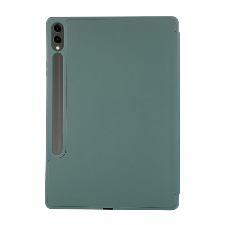 For Samsung Galaxy Tab S9+ 3-Fold Pure Color TPU Leather Tablet Case with Pen Slot(Dark Green) - Galaxy Tab S9+ Cases by buy2fix | Online Shopping UK | buy2fix