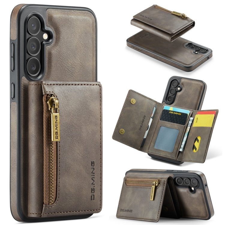 For Samsung Galaxy S23 FE 5G DG.MING M5 Series Zip RFID Multi Card Detachable Leather Phone Case(Coffee) - Galaxy S23 FE 5G Cases by DG.MING | Online Shopping UK | buy2fix