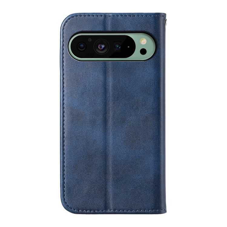 For Google Pixel 9 Cubic Grid Calf Texture Magnetic Leather Phone Case(Blue) - Google Cases by buy2fix | Online Shopping UK | buy2fix