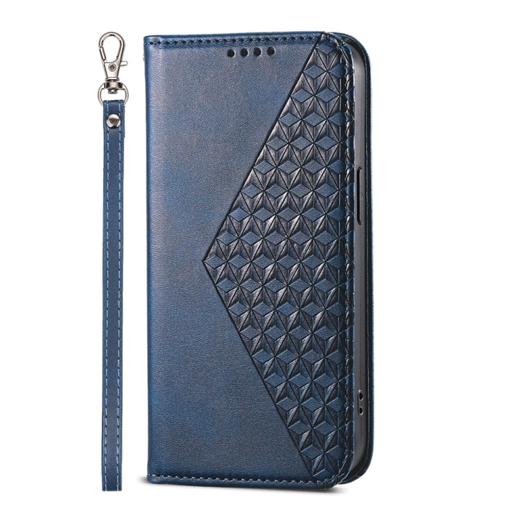 For Google Pixel 9 Pro Cubic Grid Calf Texture Magnetic Leather Phone Case(Blue) - Google Cases by buy2fix | Online Shopping UK | buy2fix