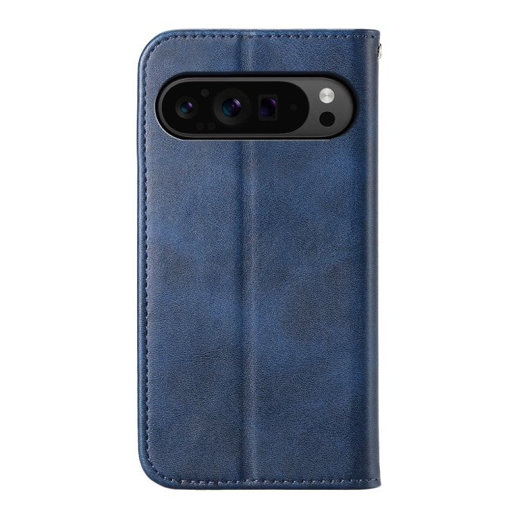 For Google Pixel 9 Pro Cubic Grid Calf Texture Magnetic Leather Phone Case(Blue) - Google Cases by buy2fix | Online Shopping UK | buy2fix