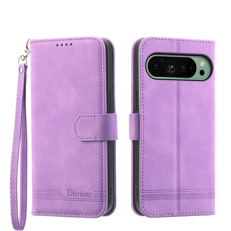 For Google Pixel 9 Dierfeng Dream Line TPU + PU Leather Phone Case(Purple) - Google Cases by buy2fix | Online Shopping UK | buy2fix