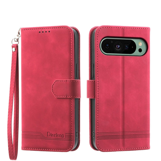 For Google Pixel 9 Dierfeng Dream Line TPU + PU Leather Phone Case(Red) - Google Cases by buy2fix | Online Shopping UK | buy2fix